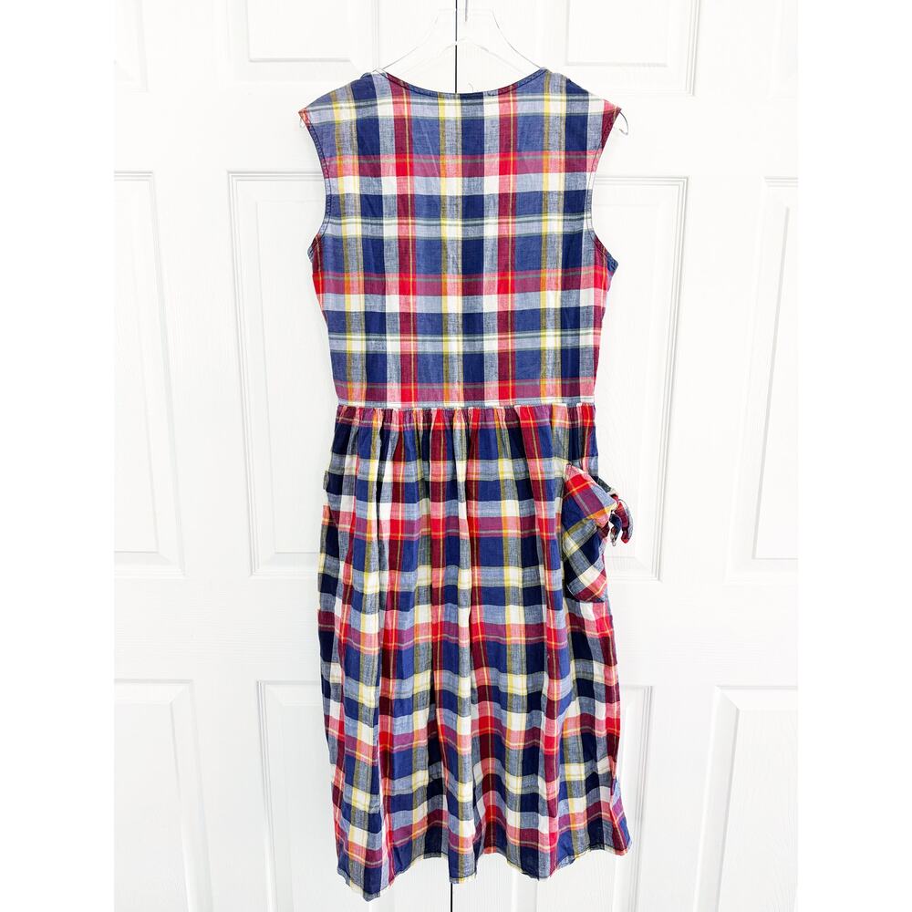 Vintage Victoria Harbor Madras Plaid Button Front Cotton Midi Dress Cottagecore - Picture 6 of 7